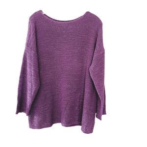 EILEEN FISHER Women's Purple Creped Tape Sweater Plus Size 1X NWT